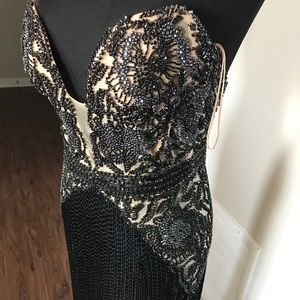 Black, Beaded, Sherri Hill Couture Gown.